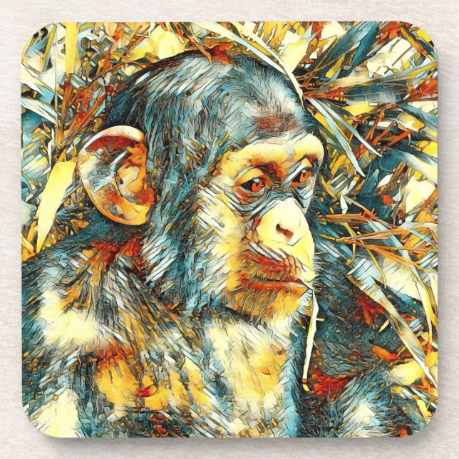 AnimalArt_Chimpanzee_012 Coaster (Front)