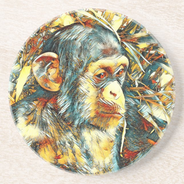 AnimalArt_Chimpanzee_012 Coaster (Front)