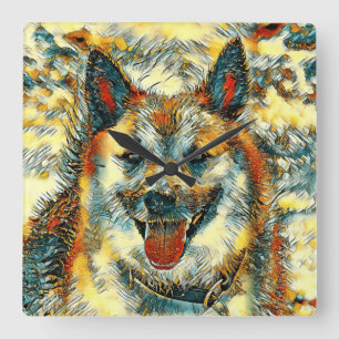 AnimalArt_Dog_004 Square Wall Clock