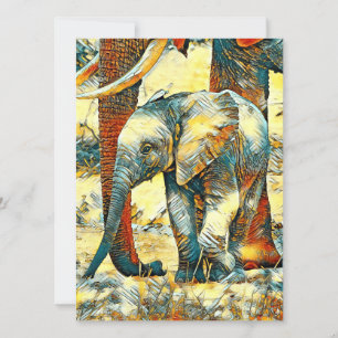 AnimalArt_Elephant_010 Holiday Card