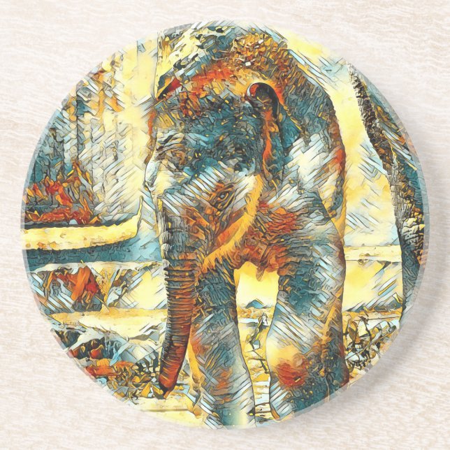AnimalArt_Elephant_012 Coaster (Front)