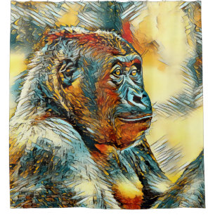AnimalArt_Gorilla_004 Shower Curtain