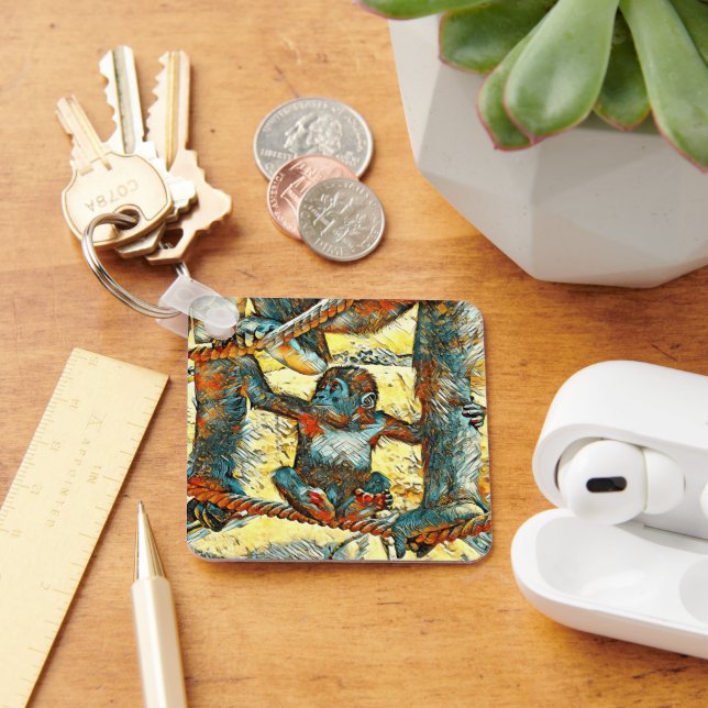 AnimalArt_Gorilla_006 Key Ring (Desk)