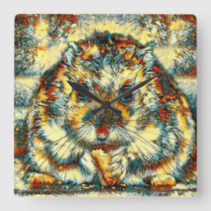 AnimalArt_Hamster_001 Square Wall Clock