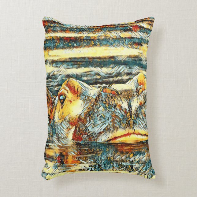 AnimalArt_Hippo_001 Decorative Cushion (Front(Vertical))