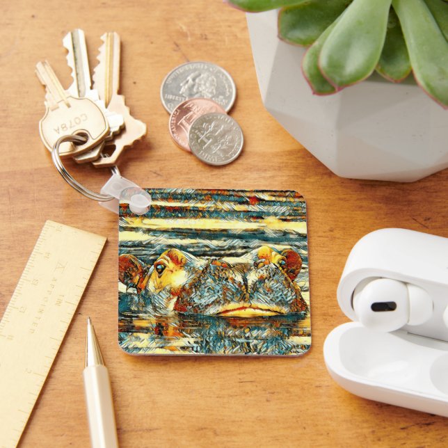 AnimalArt_Hippo_001 Key Ring (Desk)