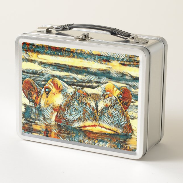 AnimalArt_Hippo_001 Metal Lunch Box (Front)