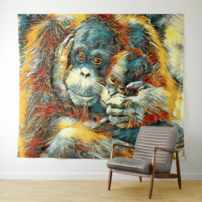 AnimalArt_OrangUtan_003 Tapestry (In Situ (Horizontal))