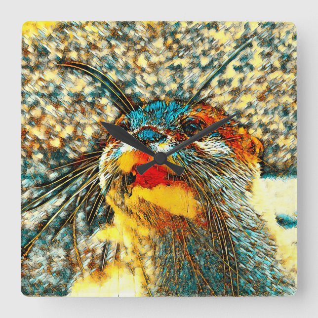 AnimalArt_Otter_001 Square Wall Clock (Front)