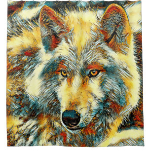 AnimalArt_Wolf_004 Shower Curtain