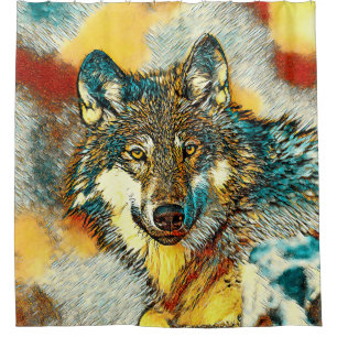 AnimalArt_Wolf_010 Shower Curtain
