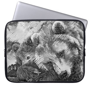 AnimalArtBW_Bear_002 Laptop Sleeve