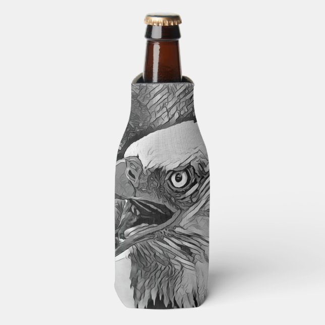 AnimalArtBW_Bird_002 Bottle Cooler (Bottle Front)