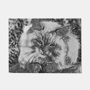 AnimalArtBW_Cat_07 Doormat