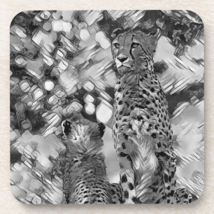 AnimalArtBW_Cheetah_008 Coaster