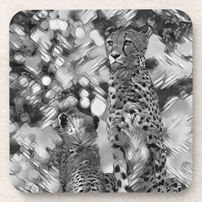 AnimalArtBW_Cheetah_008 Coaster (Front)