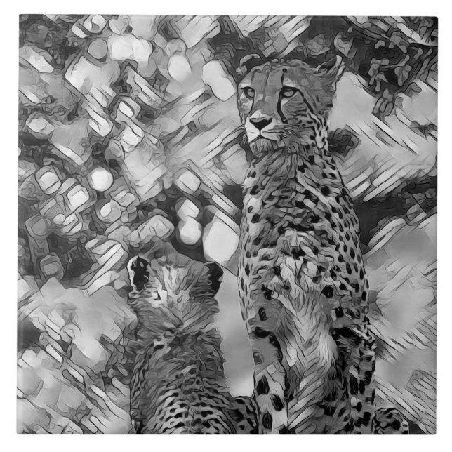 AnimalArtBW_Cheetah_008 Tile (Front)