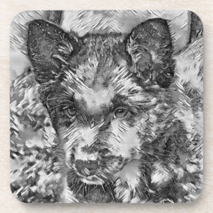 AnimalArtBW_Dog_013 Coaster