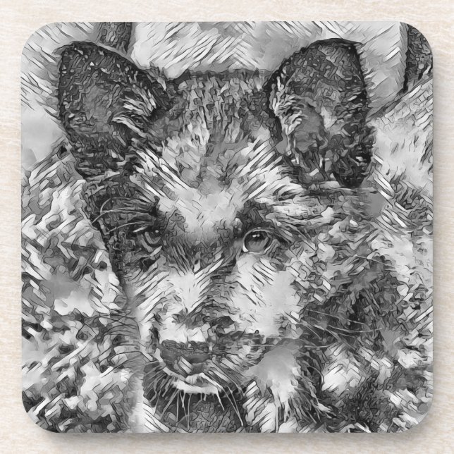 AnimalArtBW_Dog_013 Coaster (Front)