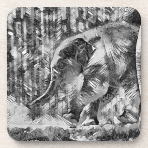 AnimalArtBW_Elephant_001 Coaster