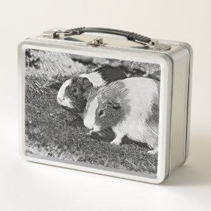 AnimalArtBW_GuineaPig_003 Metal Lunch Box