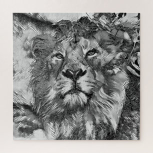 AnimalArtBW_Lion_003 Jigsaw Puzzle