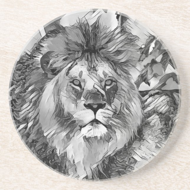 AnimalArtBW_Lion_008 Coaster (Front)