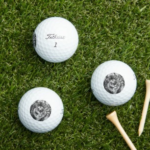 AnimalArtBW_Lion_008 Golf Balls