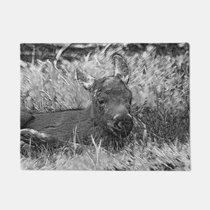 AnimalArtBW_Moose_001 Doormat