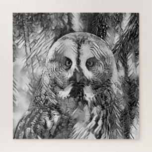 AnimalArtBW_Owl_001 Jigsaw Puzzle