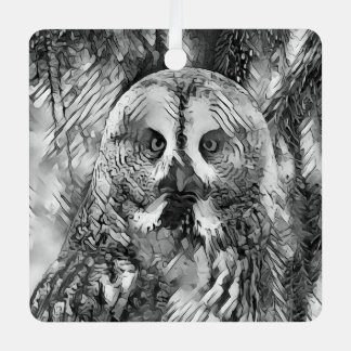 AnimalArtBW_Owl_001 Metal Tree Decoration