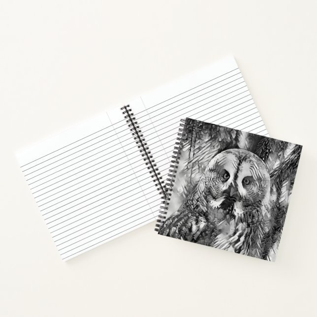 AnimalArtBW_Owl_001 Notebook (Inside)