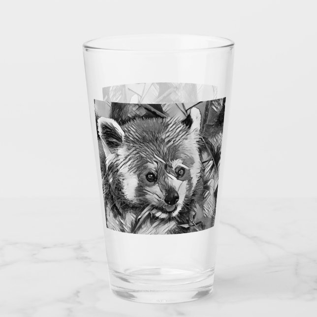 AnimalArtBW_RedPanda_003 Glass (Front)