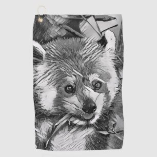 AnimalArtBW_RedPanda_003 Golf Towel