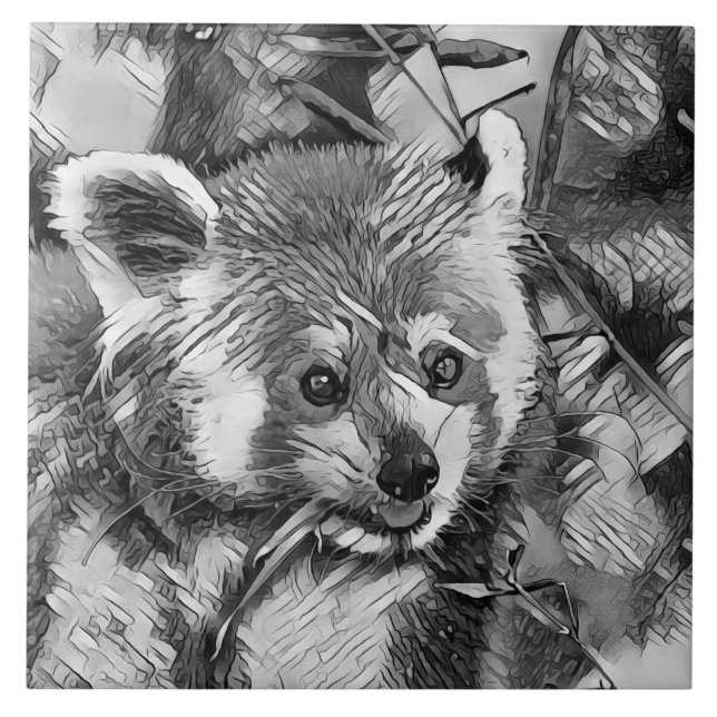 AnimalArtBW_RedPanda_003 Tile (Front)