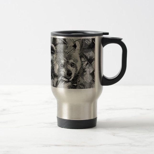 AnimalArtBW_RedPanda_003 Travel Mug (Right)
