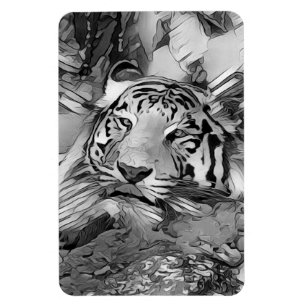 AnimalArtBW_Tiger_002 Magnet