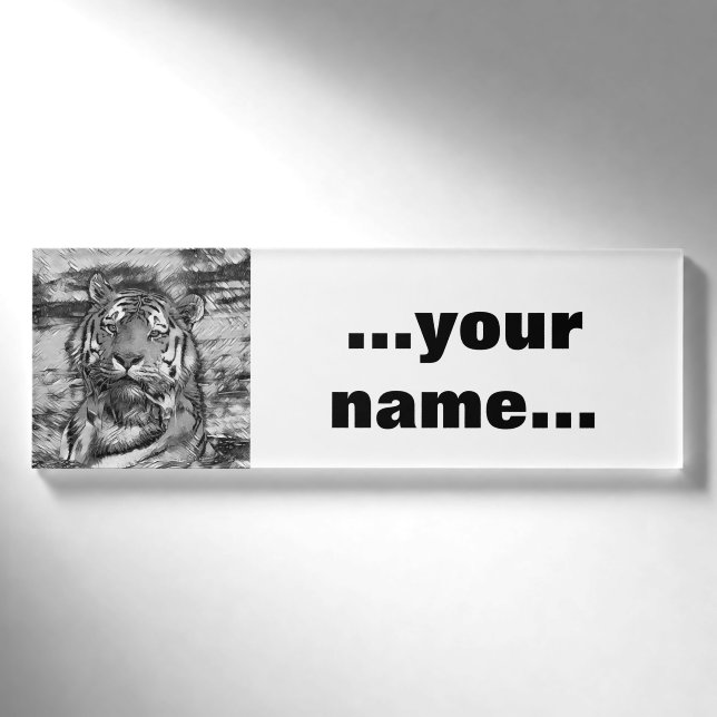 AnimalArtBW_Tiger_004 Name Tag (Front)
