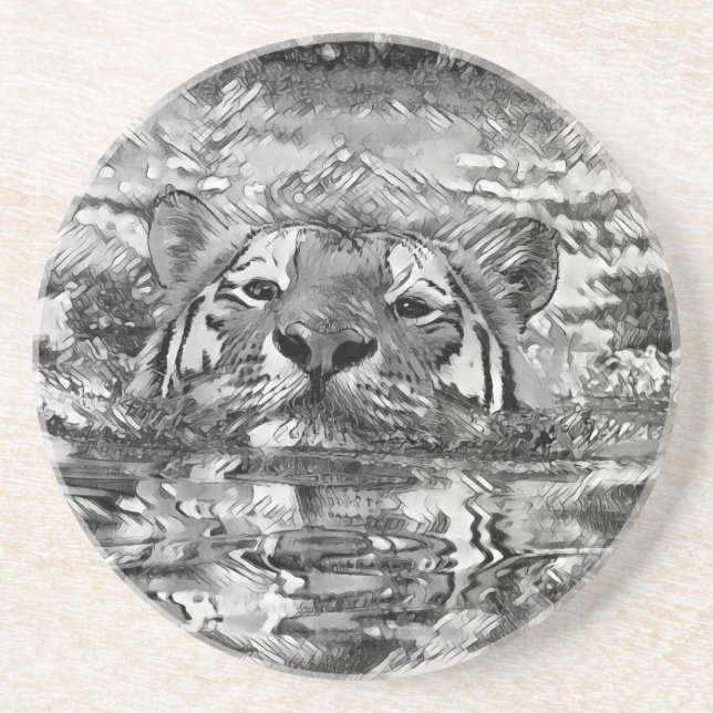 AnimalArtBW_Tiger_006 Coaster (Front)