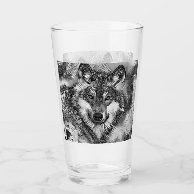 AnimalArtBW_Wolf_001 Glass (Front)
