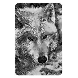 AnimalArtBW_Wolf_002 Magnet