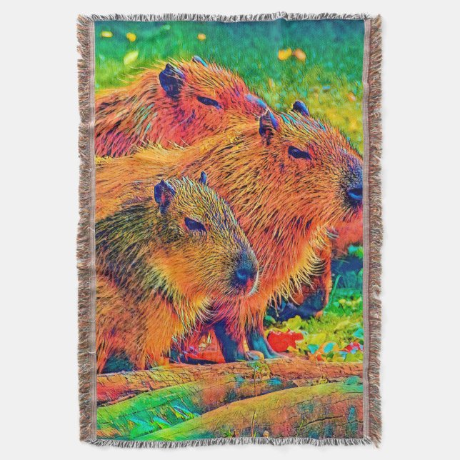 AnimalColor_Capybara_003 Throw Blanket (Front Vertical)