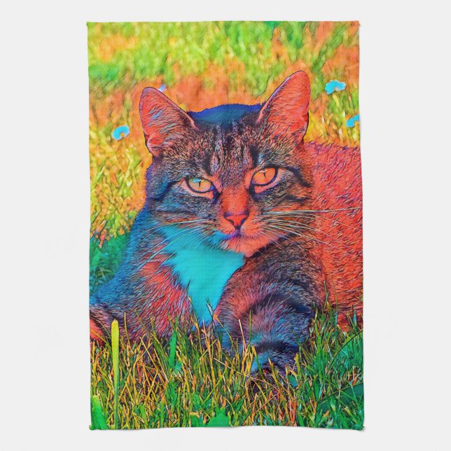 AnimalColor_Cat_008 Tea Towel (Vertical)