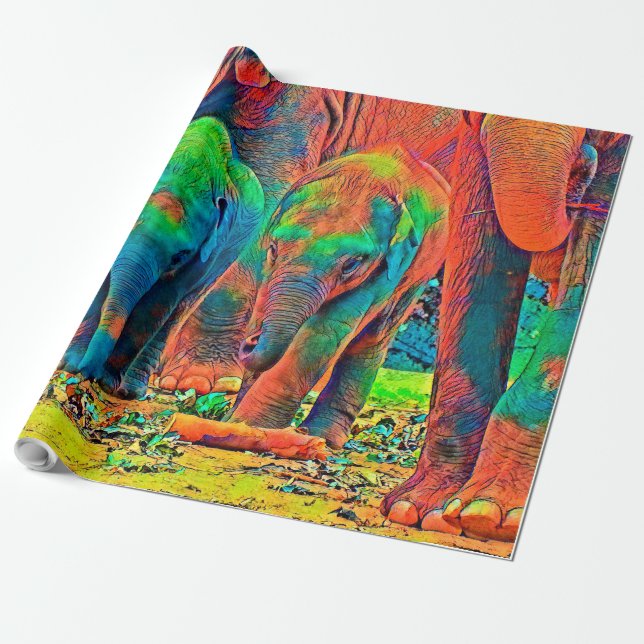 AnimalColor_Elephant_001_by_JAMColors Wrapping Paper (Unrolled)
