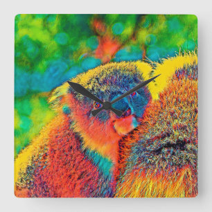 AnimalColor_Koala_001 Square Wall Clock