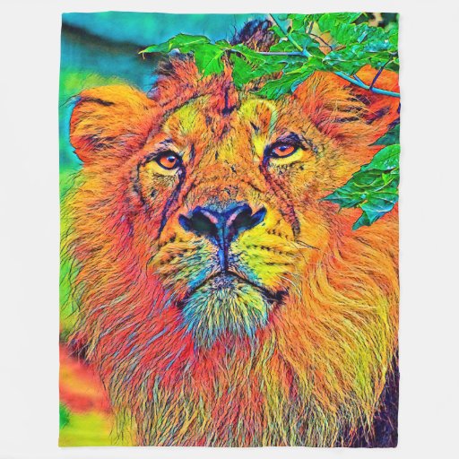 Image of AnimalColor_Lion_001_by_JAMColors Fleece Blanket