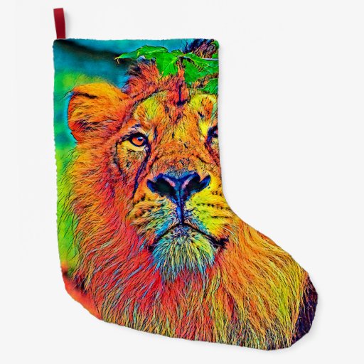 Image of AnimalColor_Lion_001_by_JAMColors Large Christmas Stocking