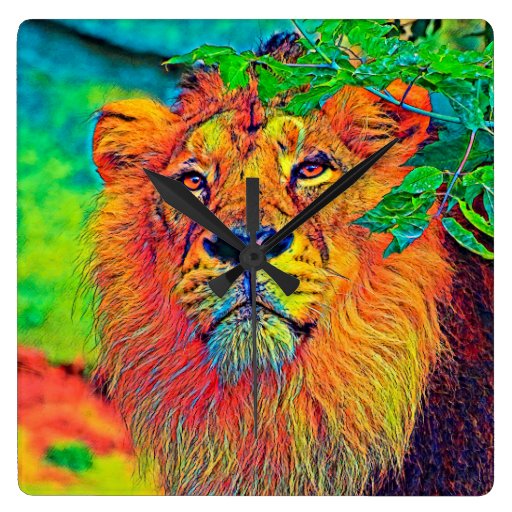 Image of AnimalColor_Lion_001_by_JAMColors Square Wall Clock