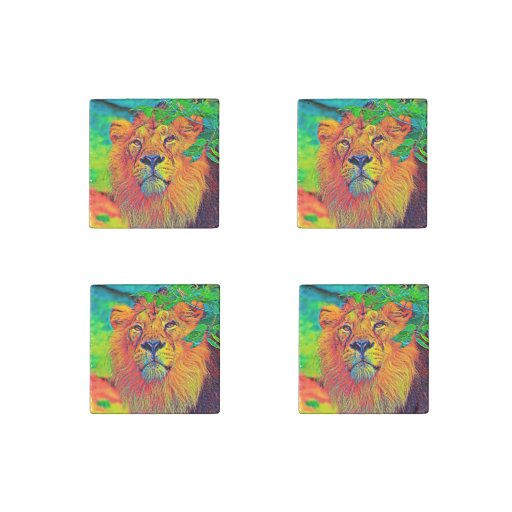 Image of AnimalColor_Lion_001_by_JAMColors Stone Magnet