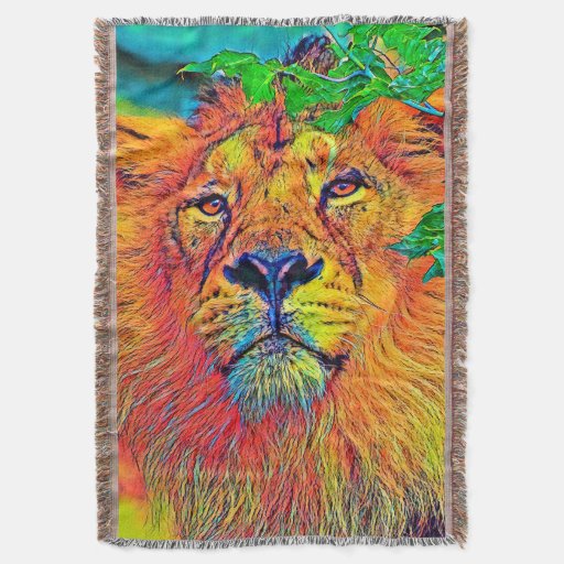 Image of AnimalColor_Lion_001_by_JAMColors Throw Blanket